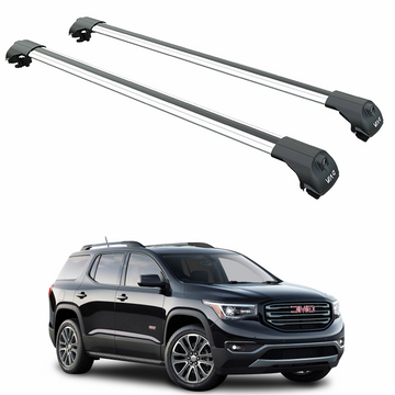 For GMC Acadia Gen2 (2017-2023) Roof Rack Cross Bars Raised Rail, Silver