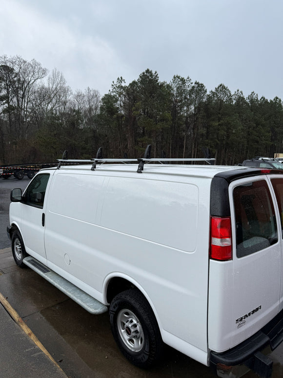 For GMC Savana (2000-Up) Roof Rack Cross Bars Rain Gutters, Silver
