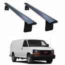 For GMC Savana (2000-Up) Roof Rack Cross Bars Rain Gutters, Black-1