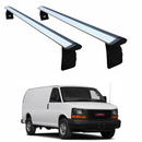 For GMC Savana (2000-Up) Roof Rack Cross Bars Rain Gutters, Silver-1