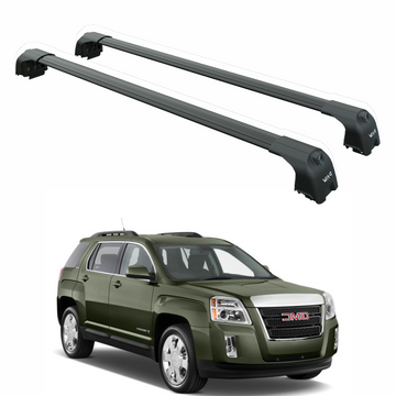 For GMC Terrain (2010-2017) Roof Rack Cross Bars Raised Rail, Black