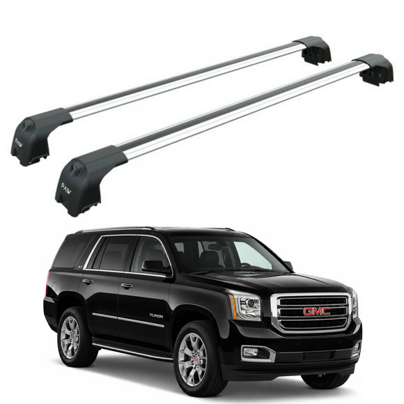 For GMC Yukon 4th Gen (K2UG) 2015-2020 Roof Rack Cross Bars Flush Rail, Silver