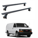 GMC Savana Van Roof Rack Cross Bars 1500 2500 3500 1996-Up – 2Qty T-Slot Aluminum Bars (Black), Rain Gutter Mount, No Drilling, 4 Load Stops, for Work & Recreation-1