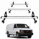 GMC Savana Van Roof Rack Cross Bars 1500 2500 3500 1996-Up – 3Qty T-Slot Aluminum Bars (Silver), Rain Gutter Mount, No Drilling, 4 Load Stops, for Work & Recreation-1