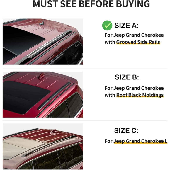 Für Jeep Grand Cherokee WK2 2011–2020 Dachträgersystem, Aluminium-Querstange, Metallhalterung, abschließbar, schwarz