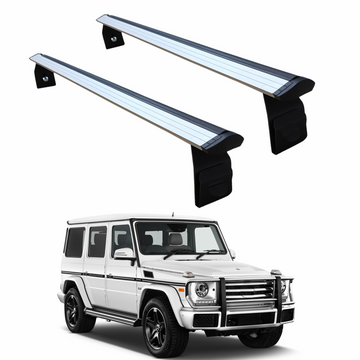 For Mercedes G W460 1979-2001 Roof Rack Cross Bars Rain Gutters Alu Silver