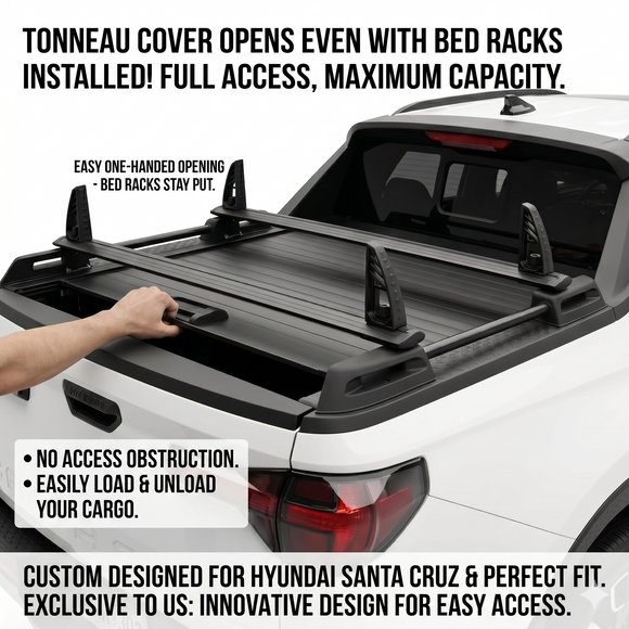 Kompatibel mit Hyundai Santa Cruz Truck Bed Rack Black Color