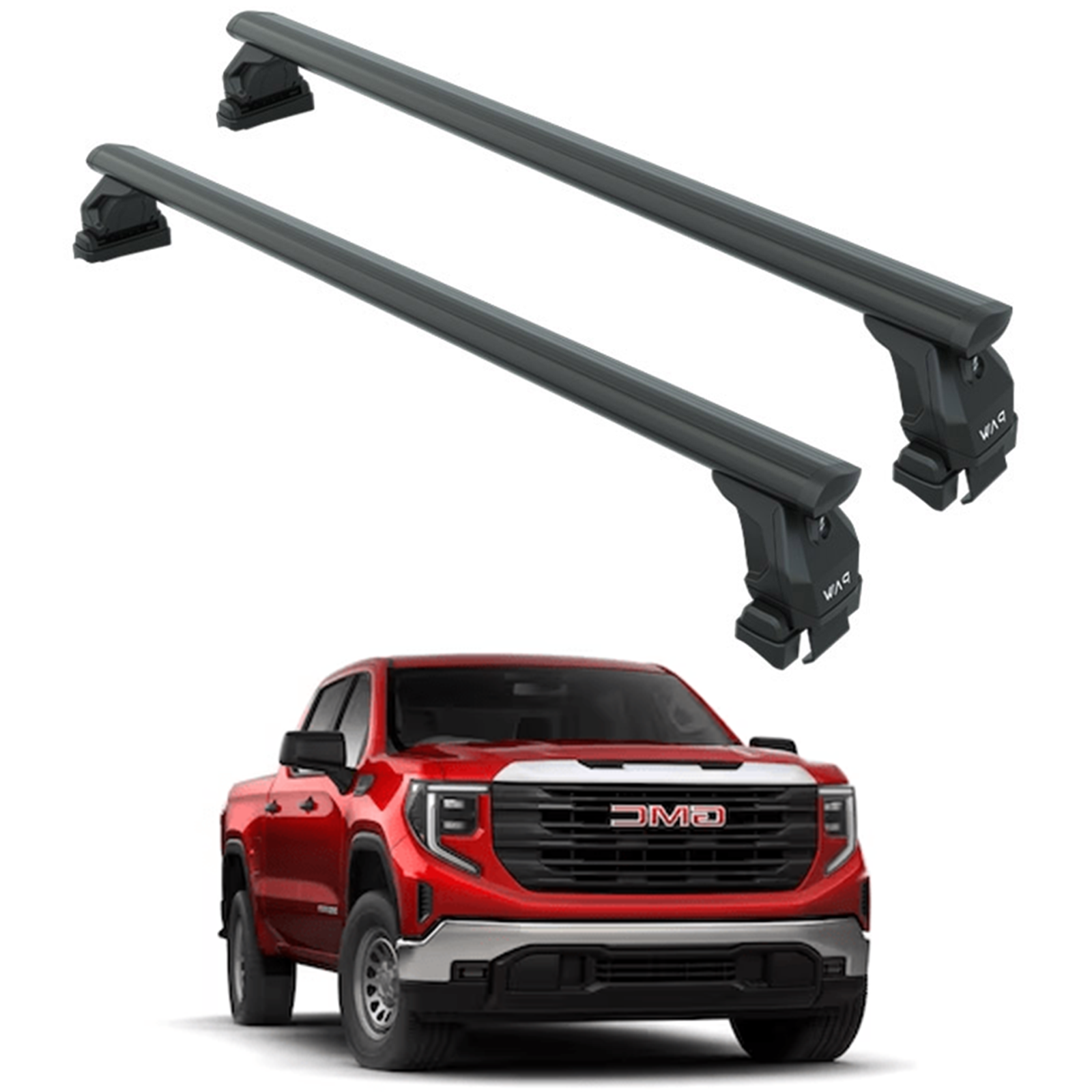 Für GMC Sierra 1500 2014–2018 Dachträgersystem, Aluminium-Querstange, Metallhalterung, abschließbar, schwarz 