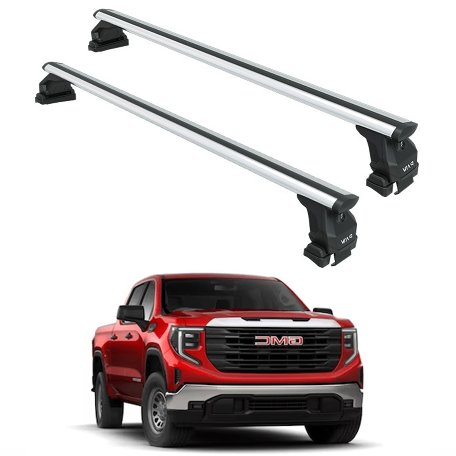 Für GMC Sierra 1500 2014–2018 Dachträgersystem, Aluminium-Querstange, Metallhalterung, abschließbar, Silber 