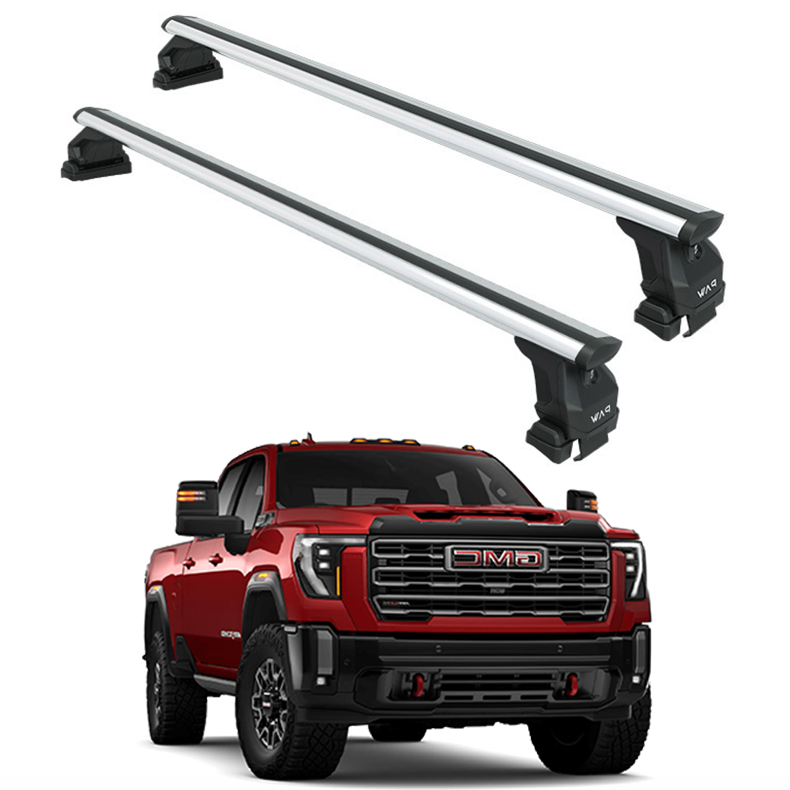 Für GMC Sierra 2500 2020-Up Dachträgersystem, Aluminium-Querstange, Metallhalterung, abschließbar, Silber 