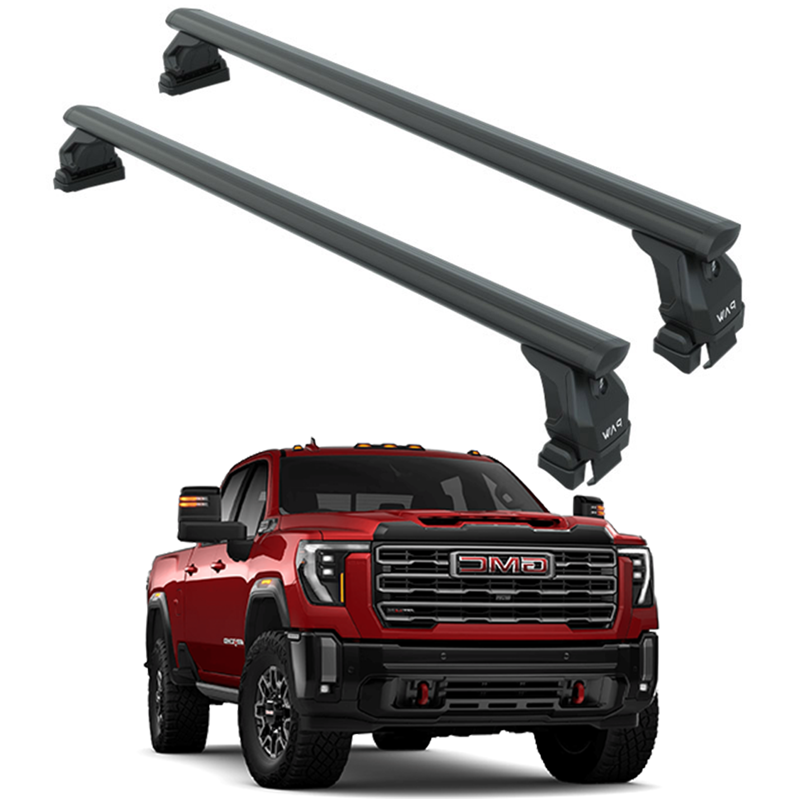 Für GMC Sierra 2500 2020-Up Dachträgersystem, Aluminium-Querstange, Metallhalterung, abschließbar, Schwarz 