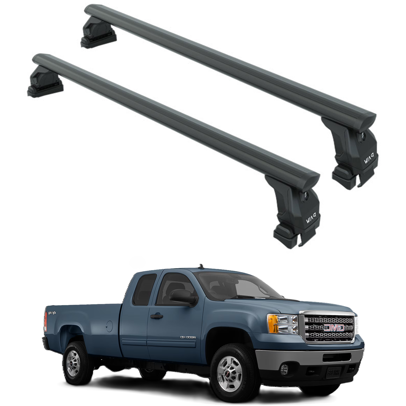 Für GMC Sierra 2500 2015–2019 Dachträgersystem, Aluminium-Querstange, Metallhalterung, abschließbar, Schwarz 