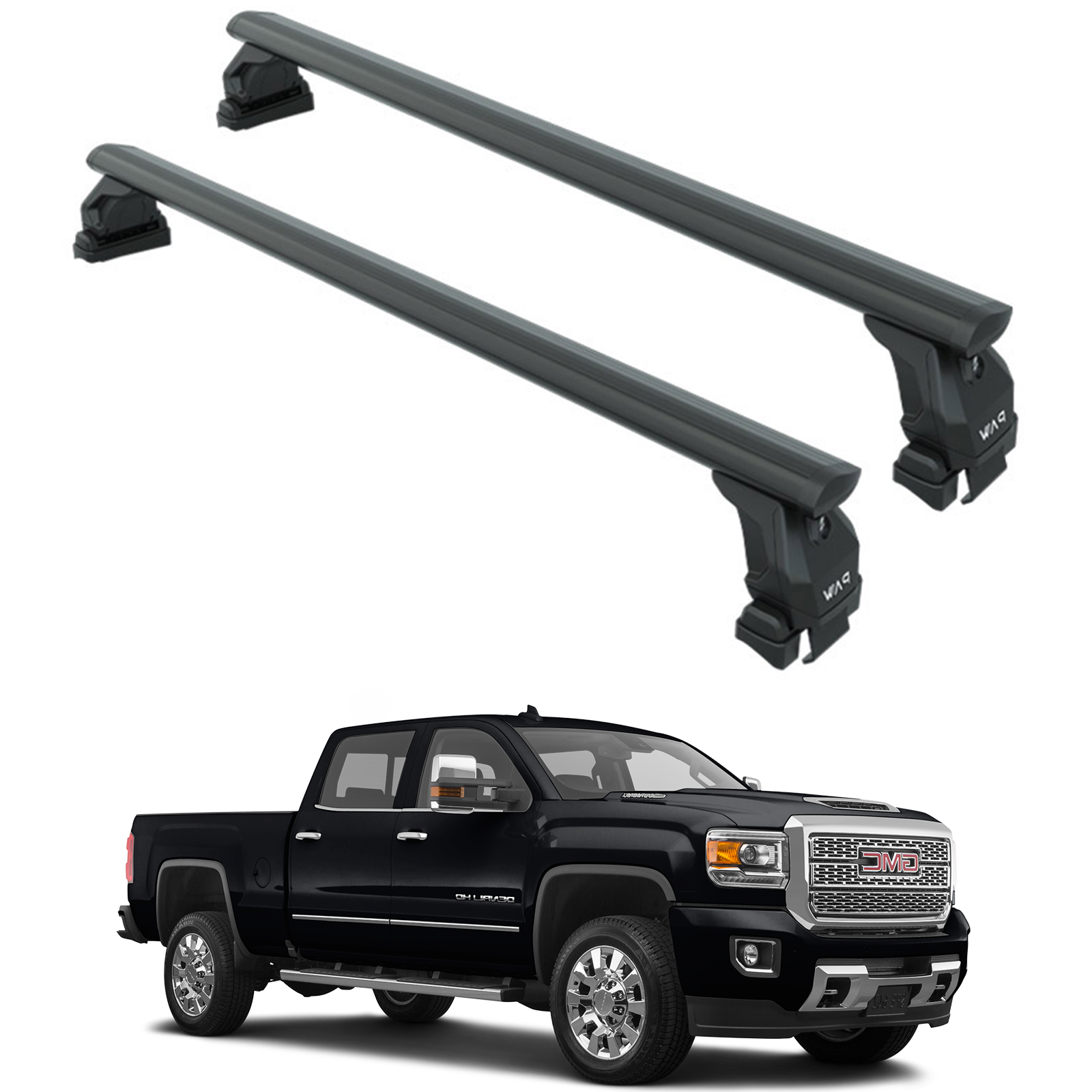Für GMC Sierra 2500 2020-Up Dachträgersystem, Aluminium-Querstange, Metallhalterung, abschließbar, Schwarz 