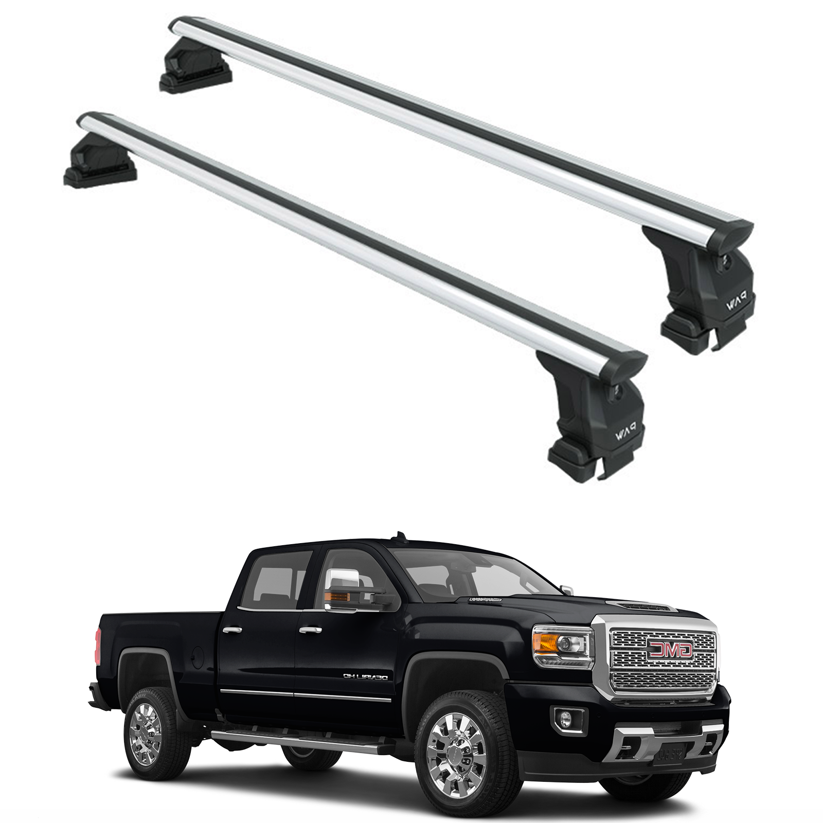 Für GMC Sierra 2500 2020-Up Dachträgersystem, Aluminium-Querstange, Metallhalterung, abschließbar, Schwarz 