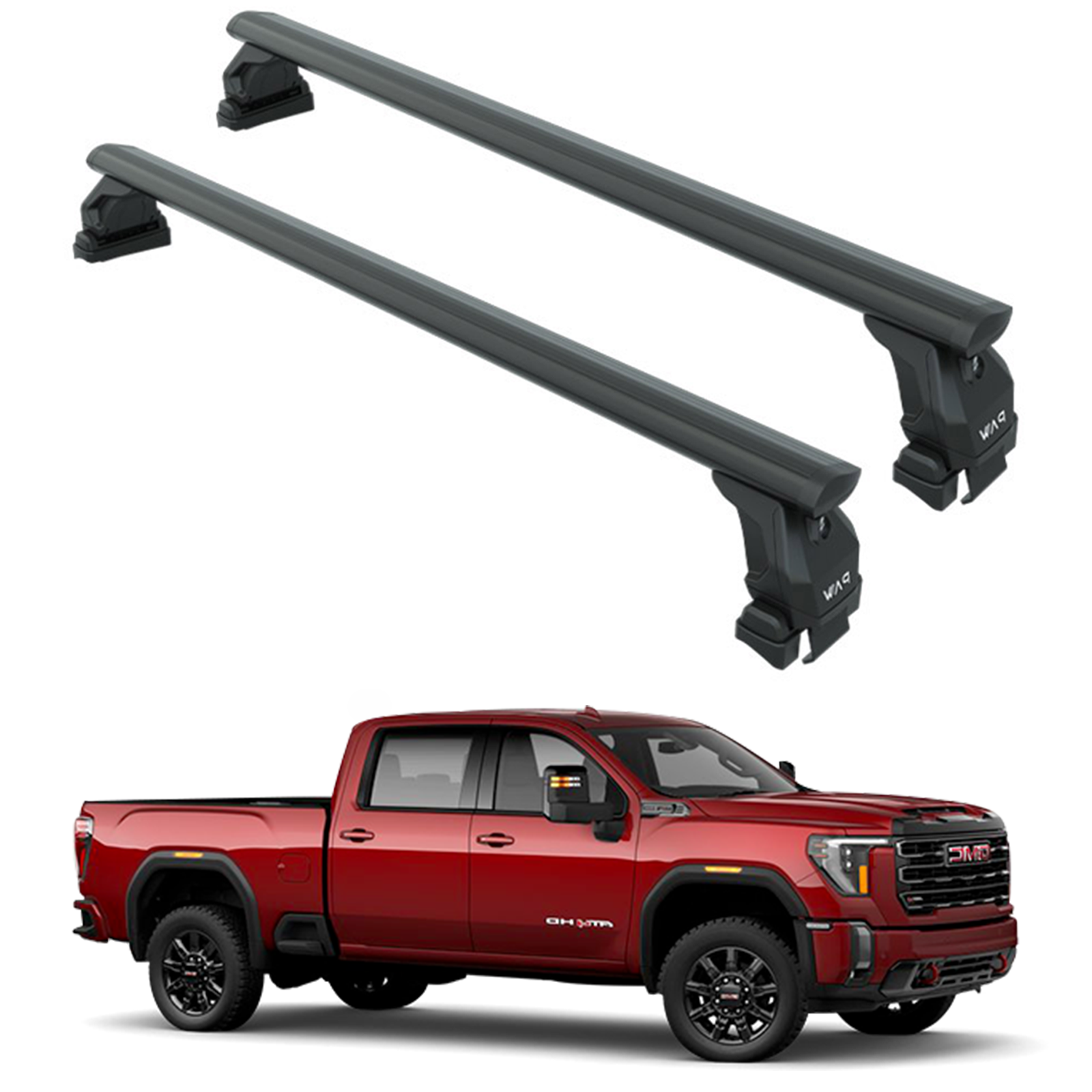 Für GMC Sierra 2500 2020-Up Dachträgersystem, Aluminium-Querstange, Metallhalterung, abschließbar, Schwarz 