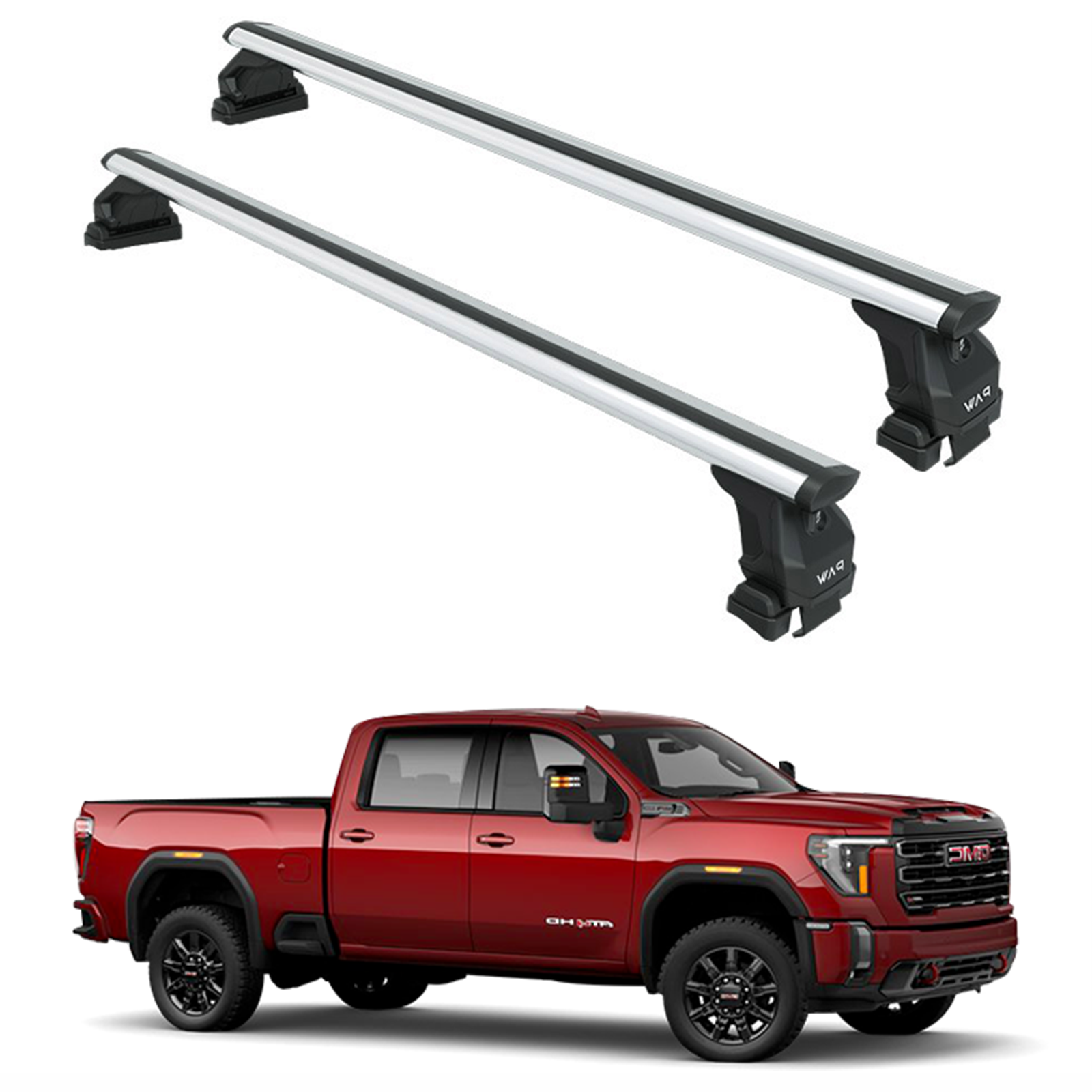 Für GMC Sierra 2500 2020-Up Dachträgersystem, Aluminium-Querstange, Metallhalterung, abschließbar, Schwarz 