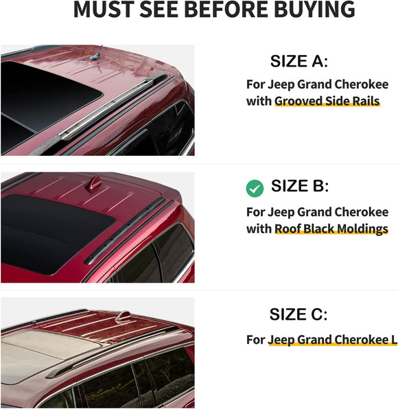 Jeep Grand Cherokee WK2 SRT (2011-2020) Roof Rack Cross Bars Flush Rail, Silver