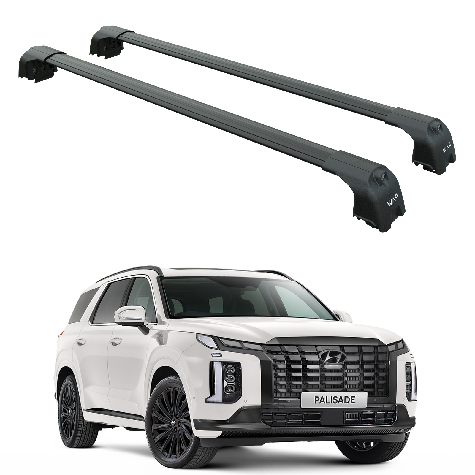 Für Hyundai Palisade 2020-Up Dachträgersystem, Aluminium-Querstange, Metallhalterung, abschließbar, Schwarz