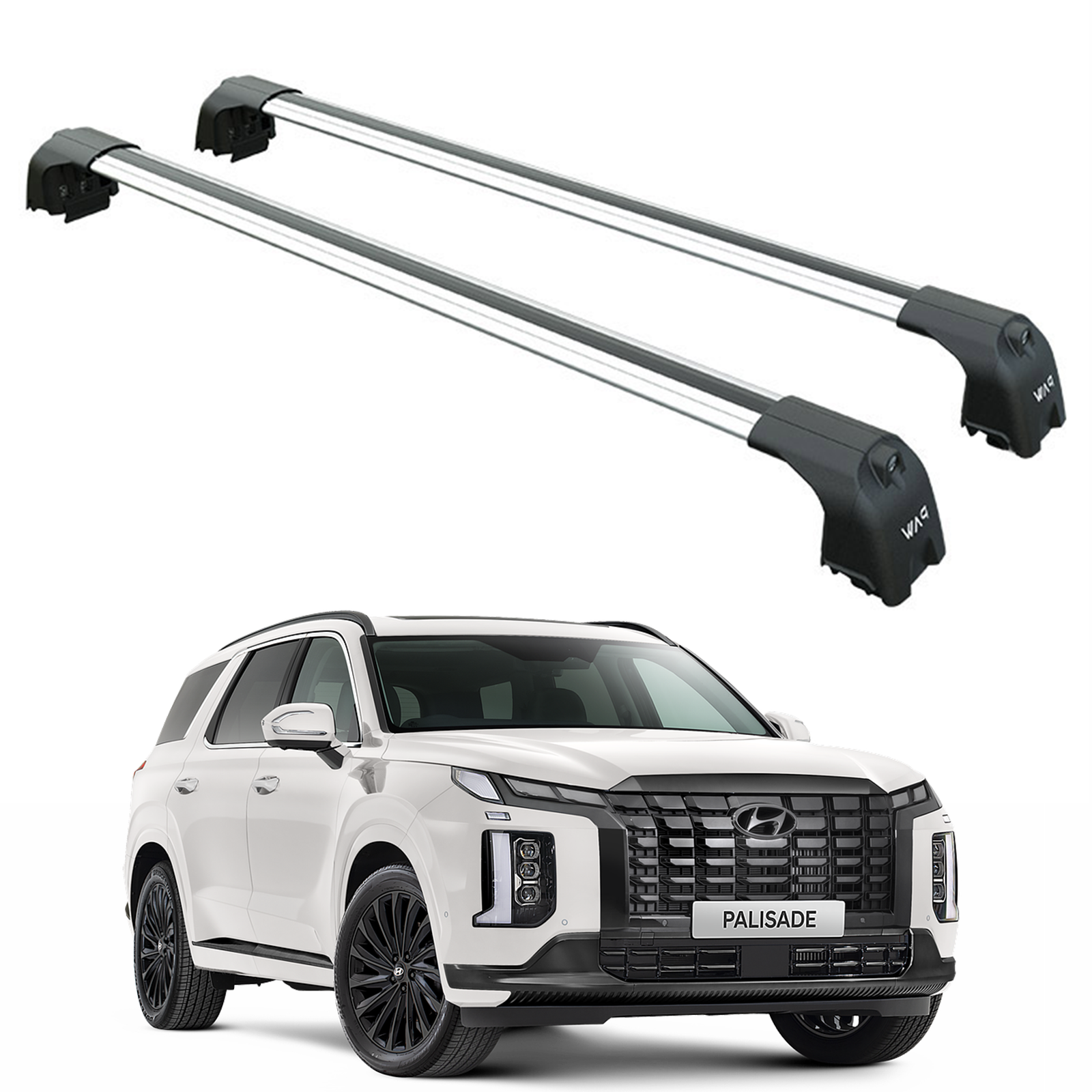 Für Hyundai Palisade 2020-Up Dachträgersystem, Aluminium-Querstange, Metallhalterung, abschließbar, Silber