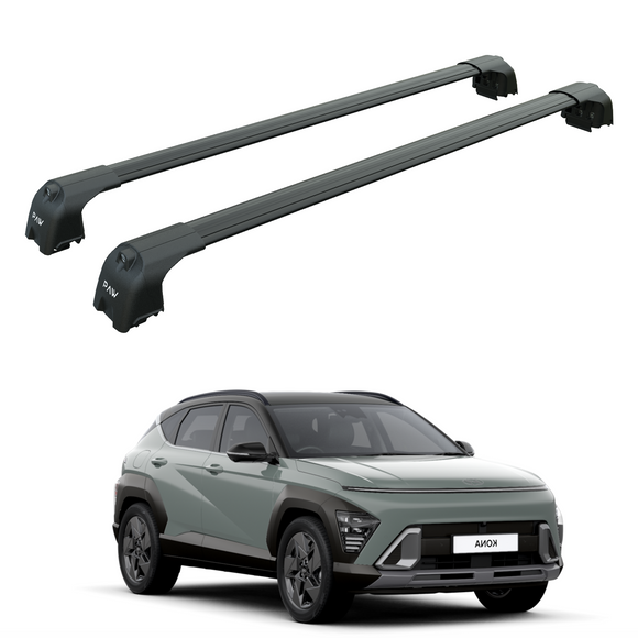 For Hyundai Kona EVA 2023-2025 Roof Rack Cross Bars Flush Rail Black