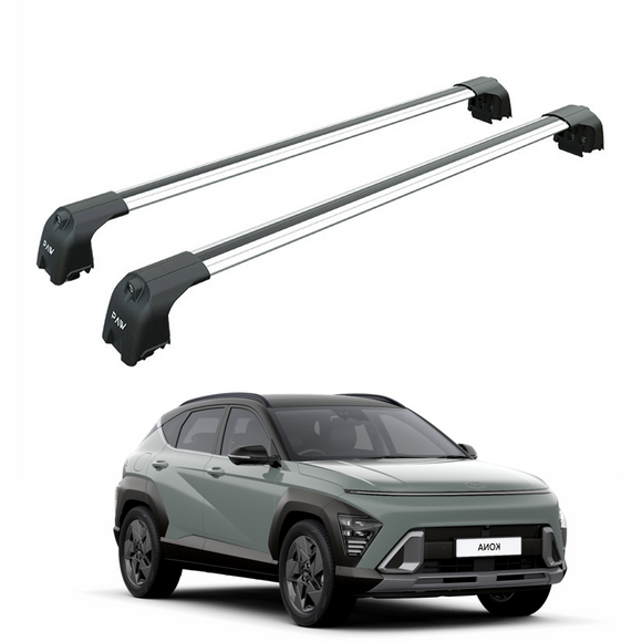 For Hyundai Kona EVA 2023-2025 Roof Rack Cross Bars Flush Rail Silver