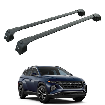 Für Hyundai Tucson 2021-Up Dachträgersystem, Aluminium-Querstange, Metallhalterung, abschließbar, Schwarz
