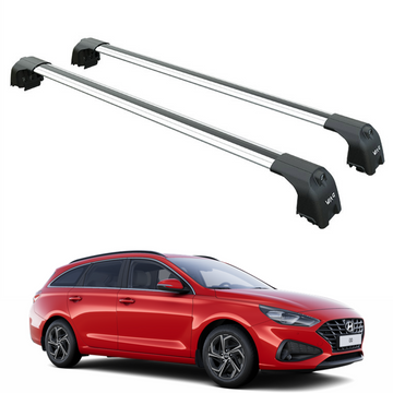 For Hyundai i30 Wagon 2017-2025 Roof Rack Cross Bars Flush Rail Alu Silver