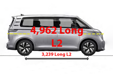 For Volkswagen ID. Buzz LWB L2 Roof Side Rails and Roof Rack Cross Bars Black - 0