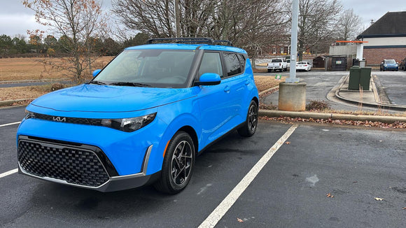 Für Kia Soul 2020-Up Dachträgersystem, Aluminium-Querstange, Metallhalterung, abschließbar, Silber 