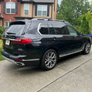 Aerodynamic aluminum roof rack cross bars designed to reduce wind noise