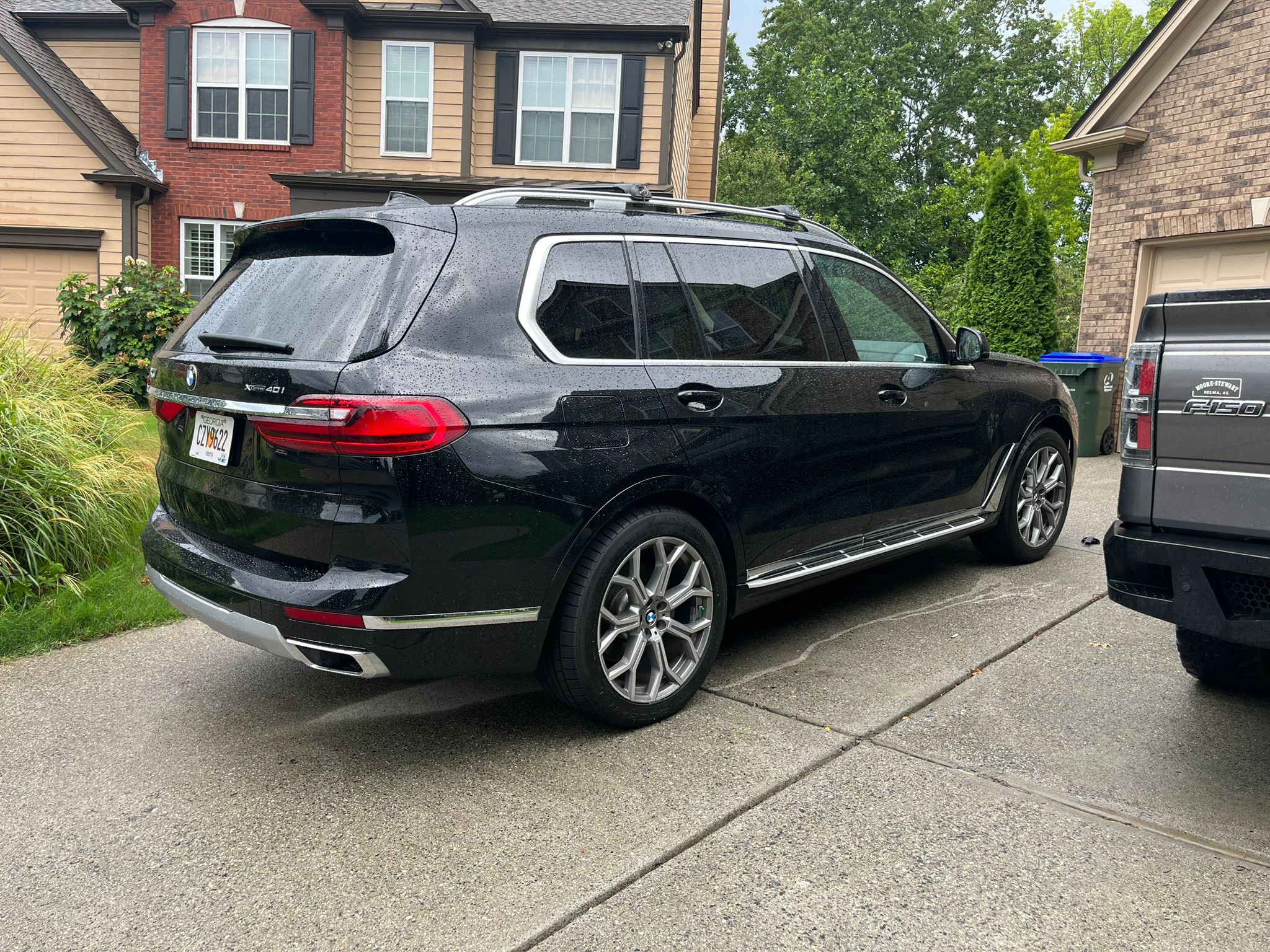 Für BMW X7 2018-Up Dachträgersystem, Aluminium-Querstange, Metallhalterung, erhöhte Schiene, Schwarz