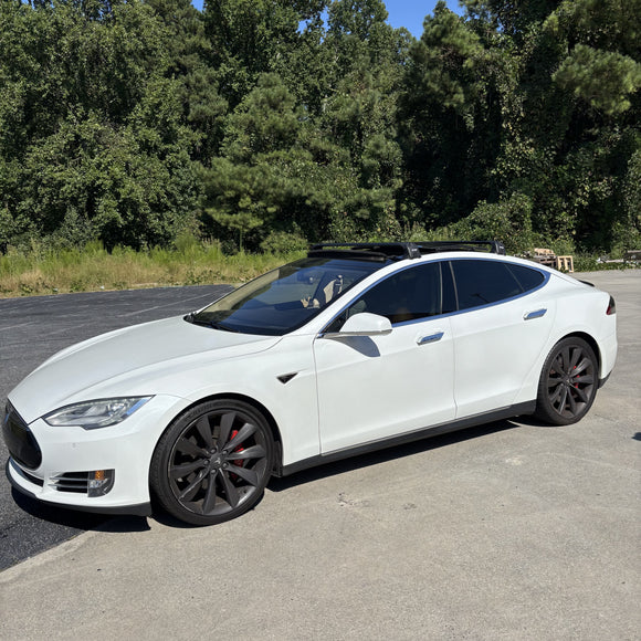 Für Tesla Model S 2015–2019, Dachträgersystem, Träger, Querträger, Aluminium, abschließbar, hochwertige Metallhalterung, Silber