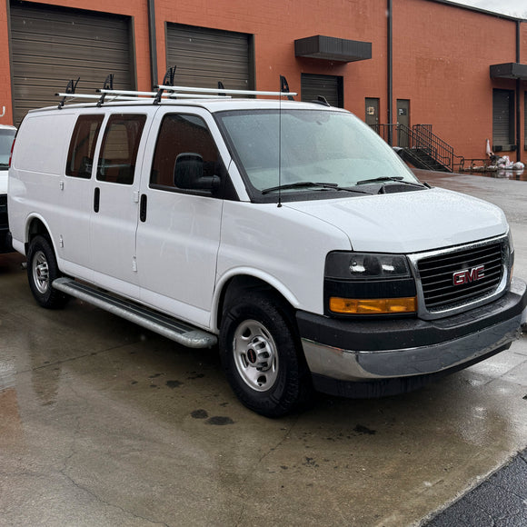 GMC Savana Van Roof Rack Cross Bars 1500 2500 3500 1996-Up – 3Qty T-Slot Aluminum Bars (Black), Rain Gutter Mount, No Drilling, 4 Load Stops, for Work & Recreation