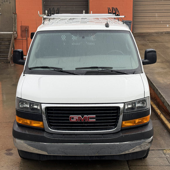 GMC Savana Van Roof Rack Cross Bars 1500 2500 3500 1996-Up – 3Qty T-Slot Aluminum Bars (Black), Rain Gutter Mount, No Drilling, 4 Load Stops, for Work & Recreation