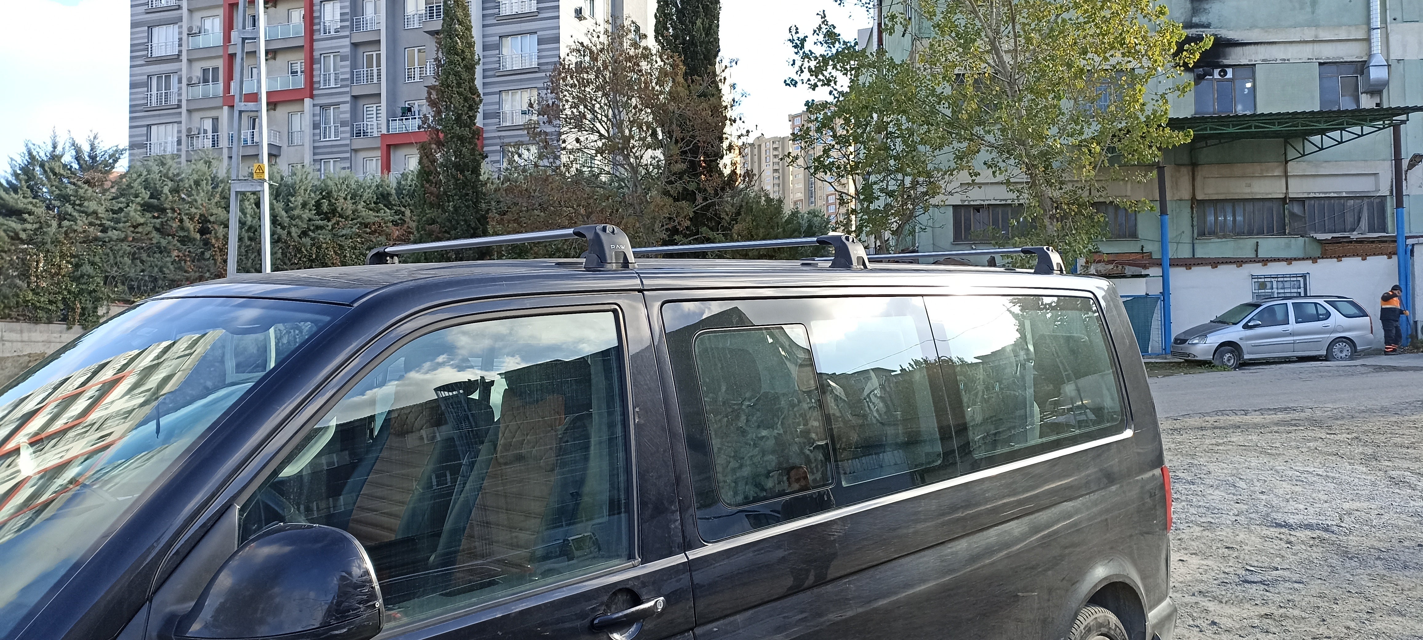 For Volkswagen Caravelle T6 T-P 2015-Up Roof Rack Cross Bar Fix Point Alu Black