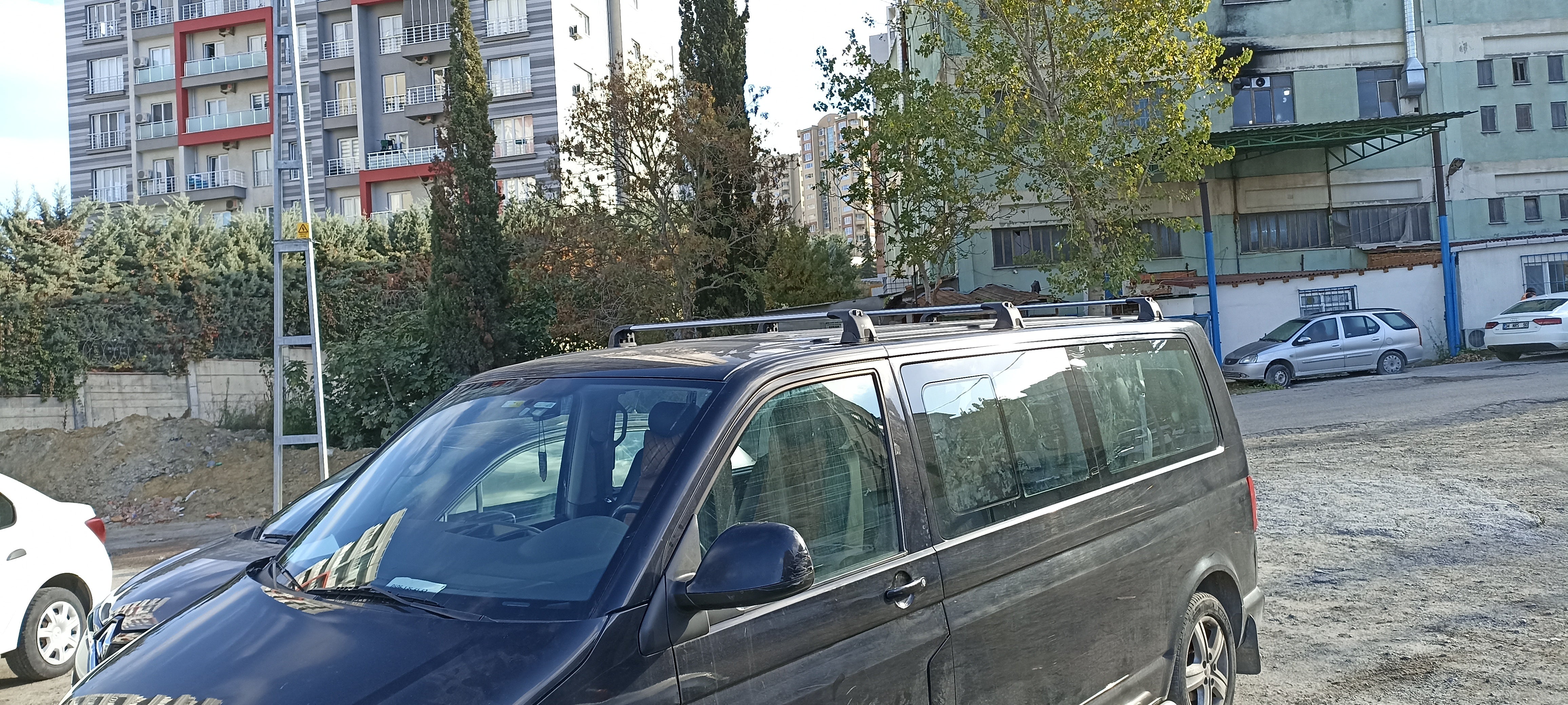 For Volkswagen Caravelle T6 2015-Up Roof Rack Cross Bars Fix Point Alu Black