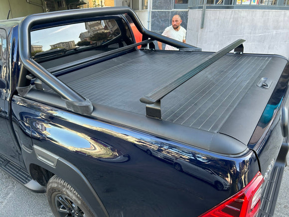 For Toyota Hilux Mk8 Roof RackSystem, Aluminium Bed Rack Cross Bar, Black 2017- Up