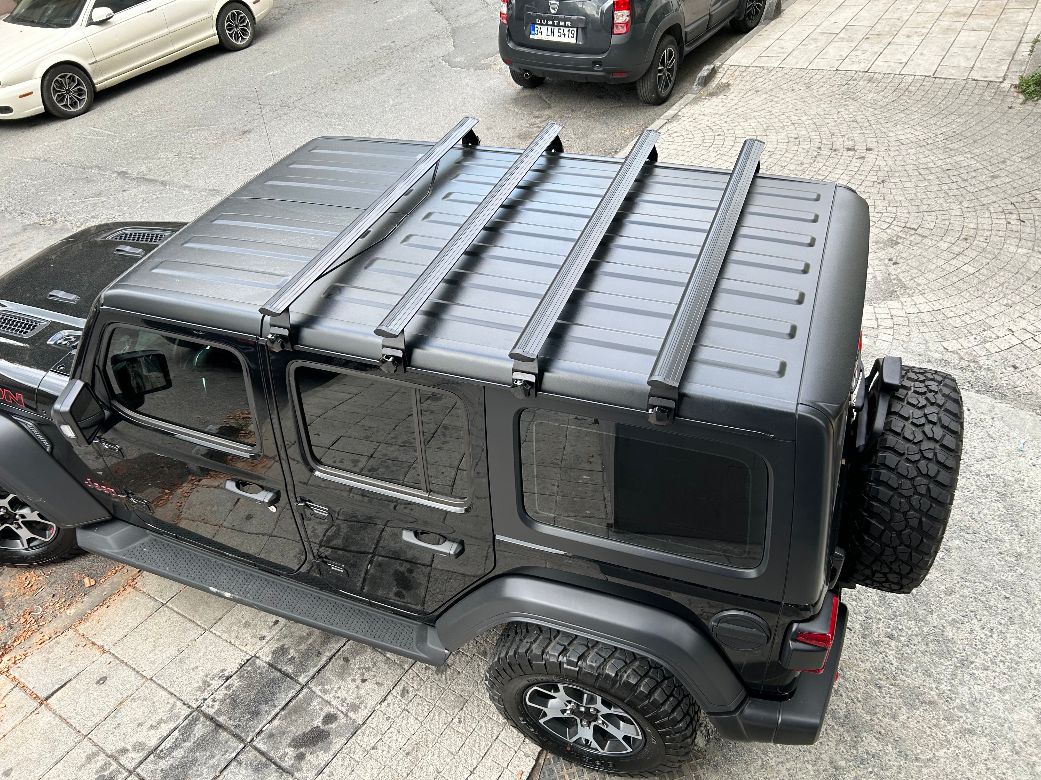 Für Jeep Gladiator JT 2020-Up Dachträgersystem, Aluminium-Querstange, Metallhalterung, abschließbar, Schwarz