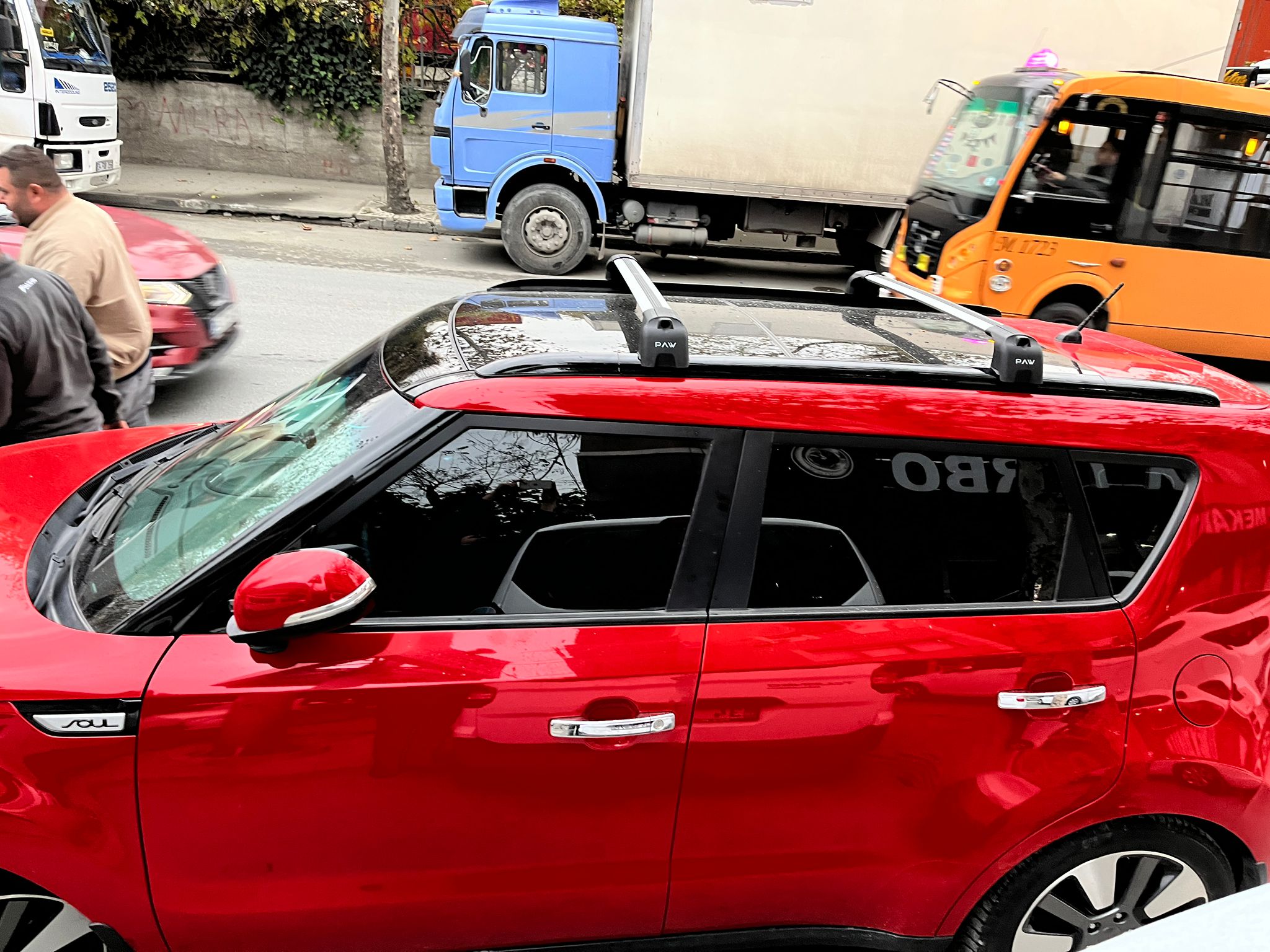 Für Kia Soul 2014–2019 Dachträgersystem, Aluminium-Querstange, Metallhalterung, abschließbar, schwarz