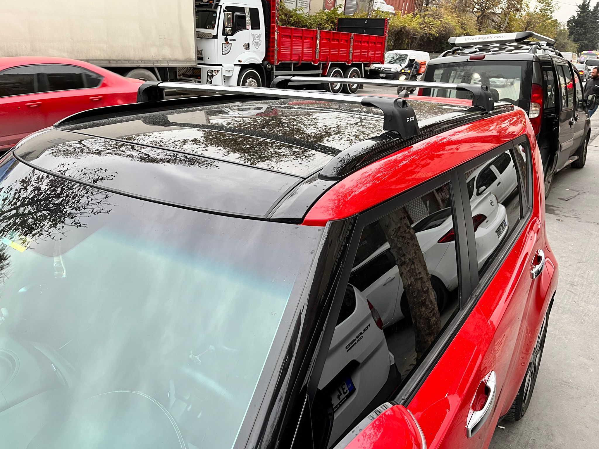 Für Kia Soul 2014–2019 Dachträgersystem, Aluminium-Querstange, Metallhalterung, abschließbar, schwarz