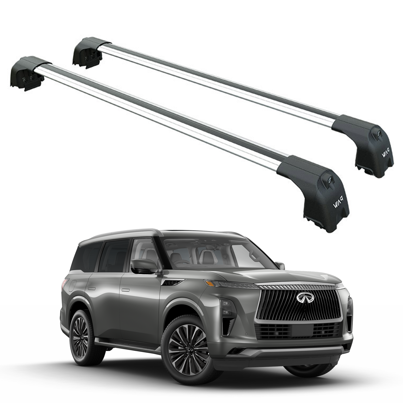For Infiniti QX80 2025- Up Roof Rack System, Aluminium Cross Bar, Silver
