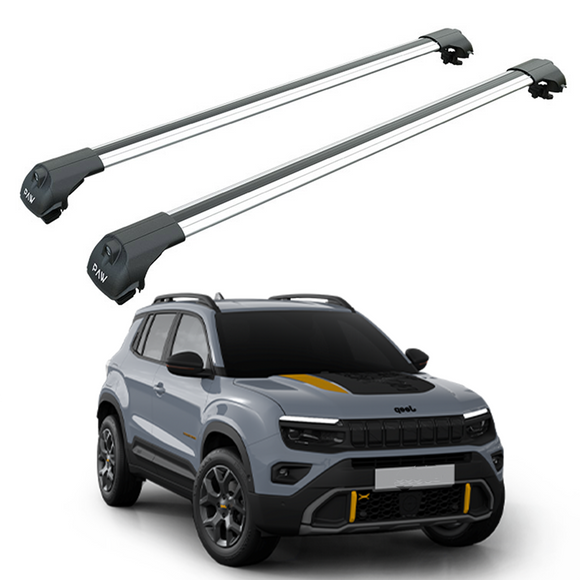 For Jeep Avenger 4xe 2024-2025 Roof Rack, Aluminium Cross Bar, Raised Rail, Silver
