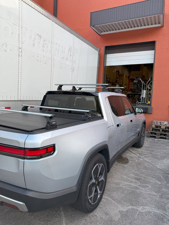 For Rivian R1T 2022-2025 Bed Rack Cross Bars Metal Bracket Alu Silver