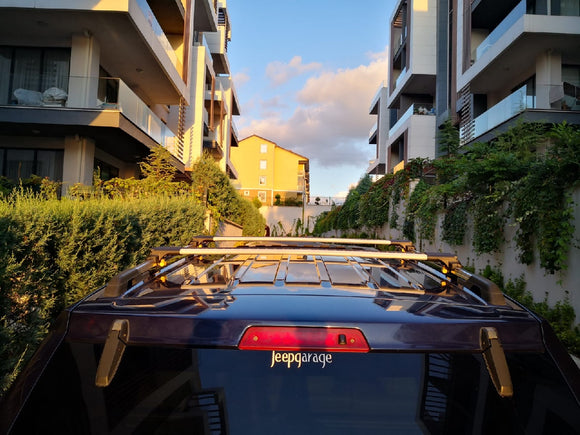 Für Jeep Cherokee 2002–2007 Dachträgersystem, Aluminium-Querstange, Metallhalterung, abschließbar, Silber