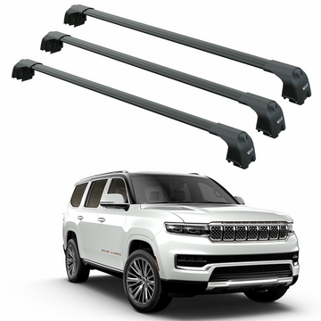 For Jeep Grand Wagoneer (2021-2025) Roof Rack Cross Bars Flush Rail, 3Qty Black