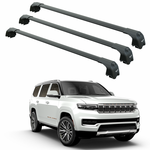 For Jeep Grand Wagoneer (2021-2025) Roof Rack Cross Bars Flush Rail, 3Qty Black