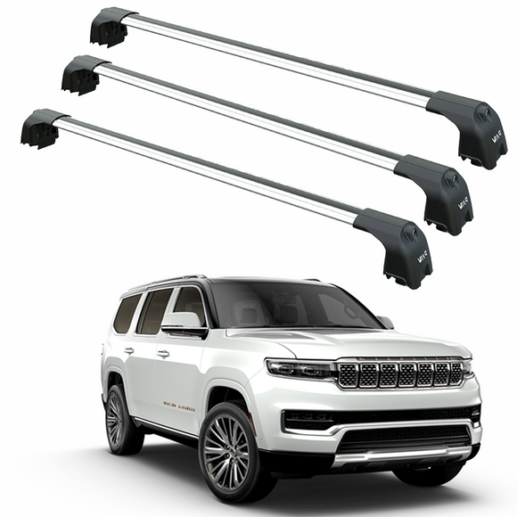 For Jeep Grand Wagoneer (2021-2025) Roof Rack Cross Bars Flush Rail, 3Qty Silver