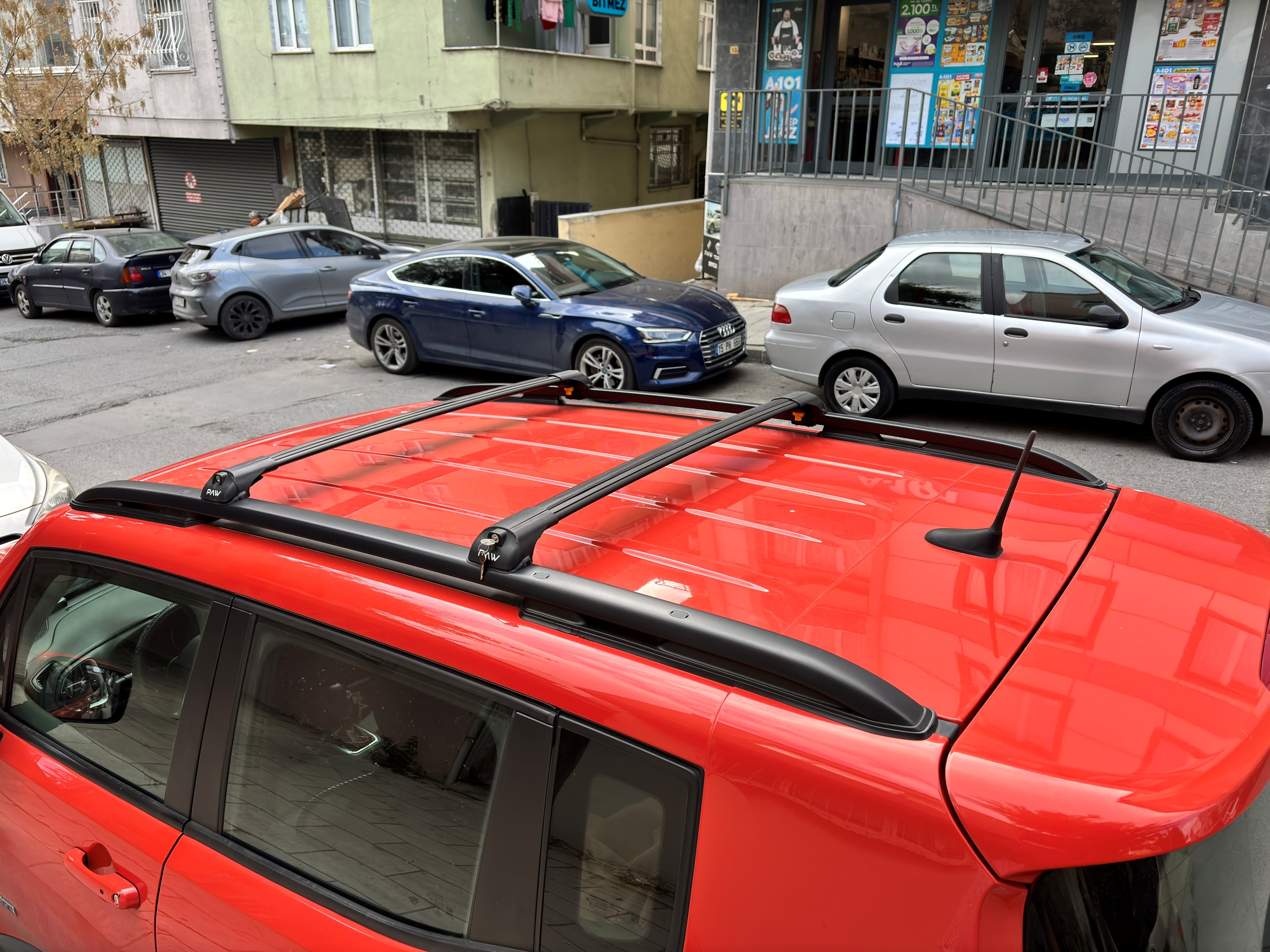 Für Jeep Renegade 2015-Up Dachträgersystem, Aluminium-Querstange, Metallhalterung, abschließbar, Schwarz