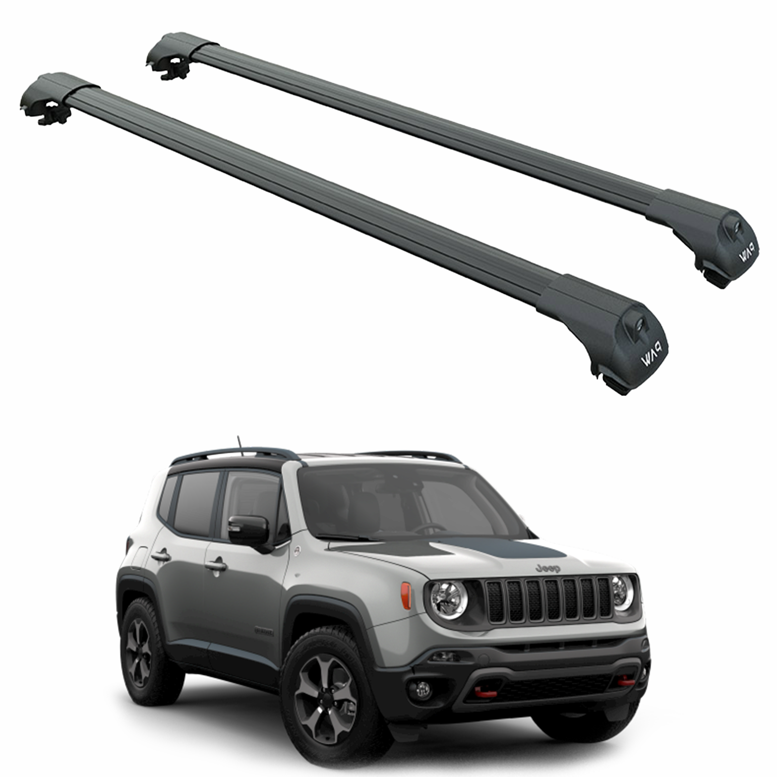 Für Jeep Renegade 2015-Up Dachträgersystem, Aluminium-Querstange, Metallhalterung, abschließbar, Schwarz