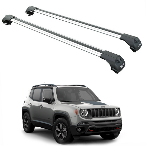 Für Jeep Renegade 2015-Up Dachträgersystem, Aluminium-Querstange, Metallhalterung, abschließbar, Silber